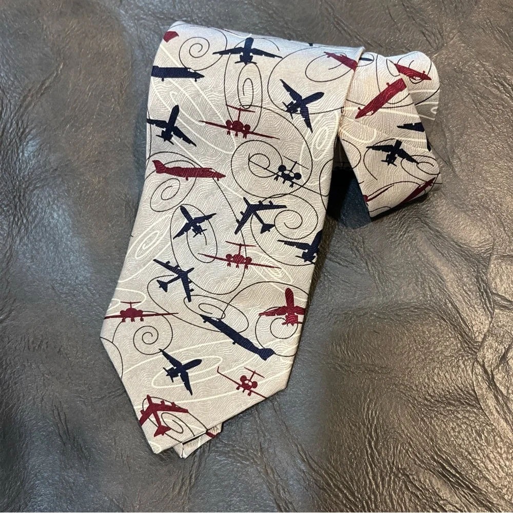 Ralph Marlin RM Aircraft Tonal 2001 Neck Tie RM Style Lisa M‎ Davie Men’s